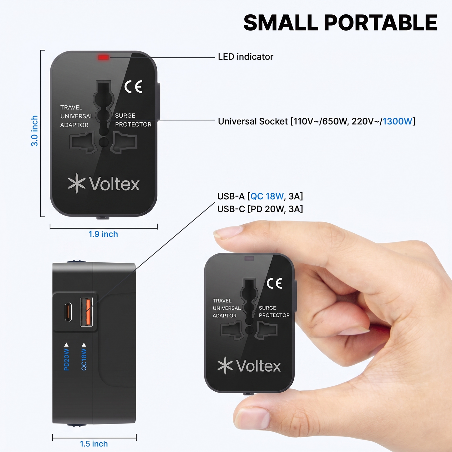 Travel Universal Adapter with Surge Protector